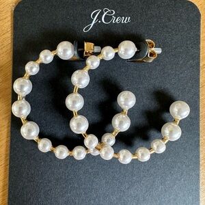 J.Crew Gold and Pearl Beaded Hoops